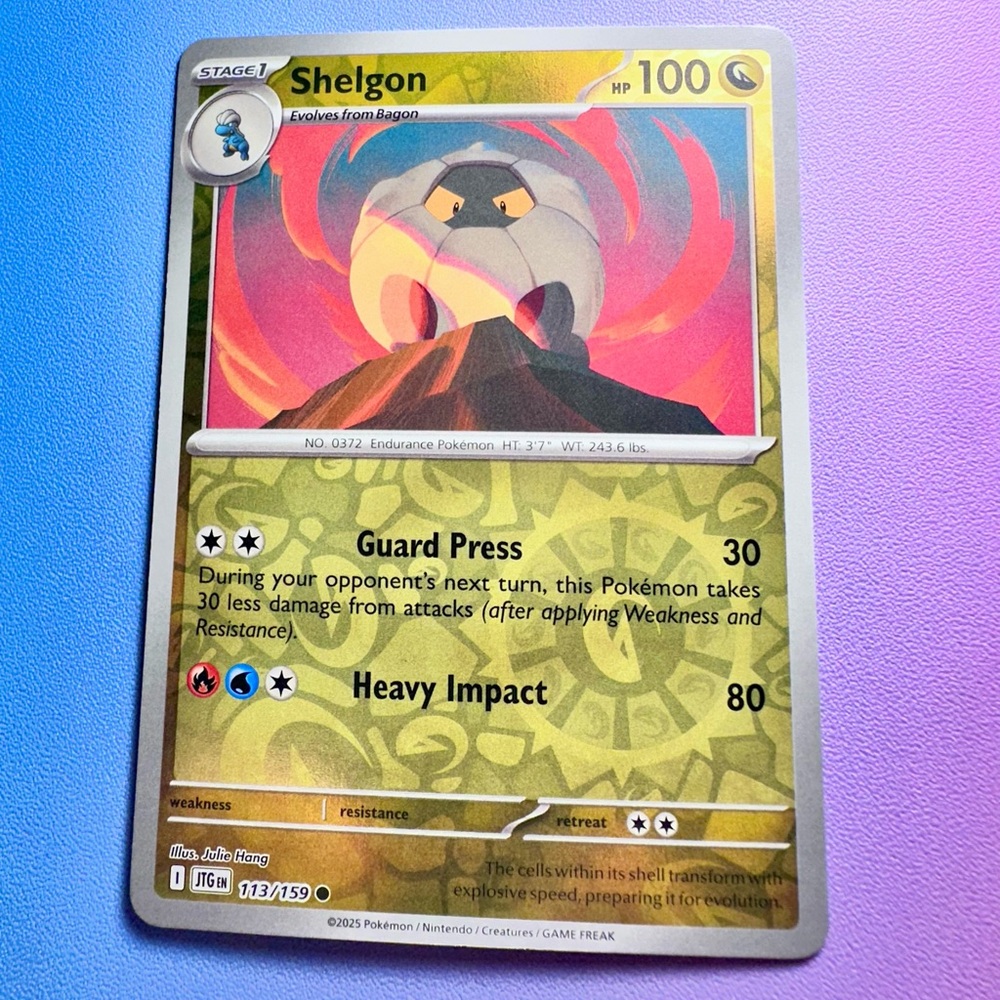 shelgon [reverse holo] - 113/159 (common) — pokemon: journey together
